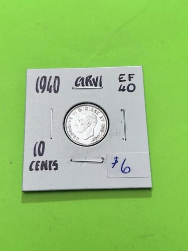 1940 Canadian 10c Dime .8 Silver George VI  AG  HIGHER GRADE.  TRENDING AT $6