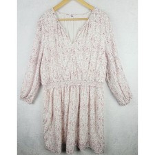 Cottagecore Dress XL Midi Long Sleeve Rusch White Colorful Floral Babydoll