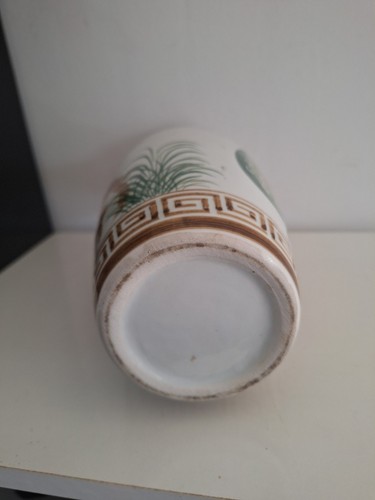 VASE Chinois en porcelaine décor polychrome d’animal paons et de végétaux bambou - Photo 9 sur 10