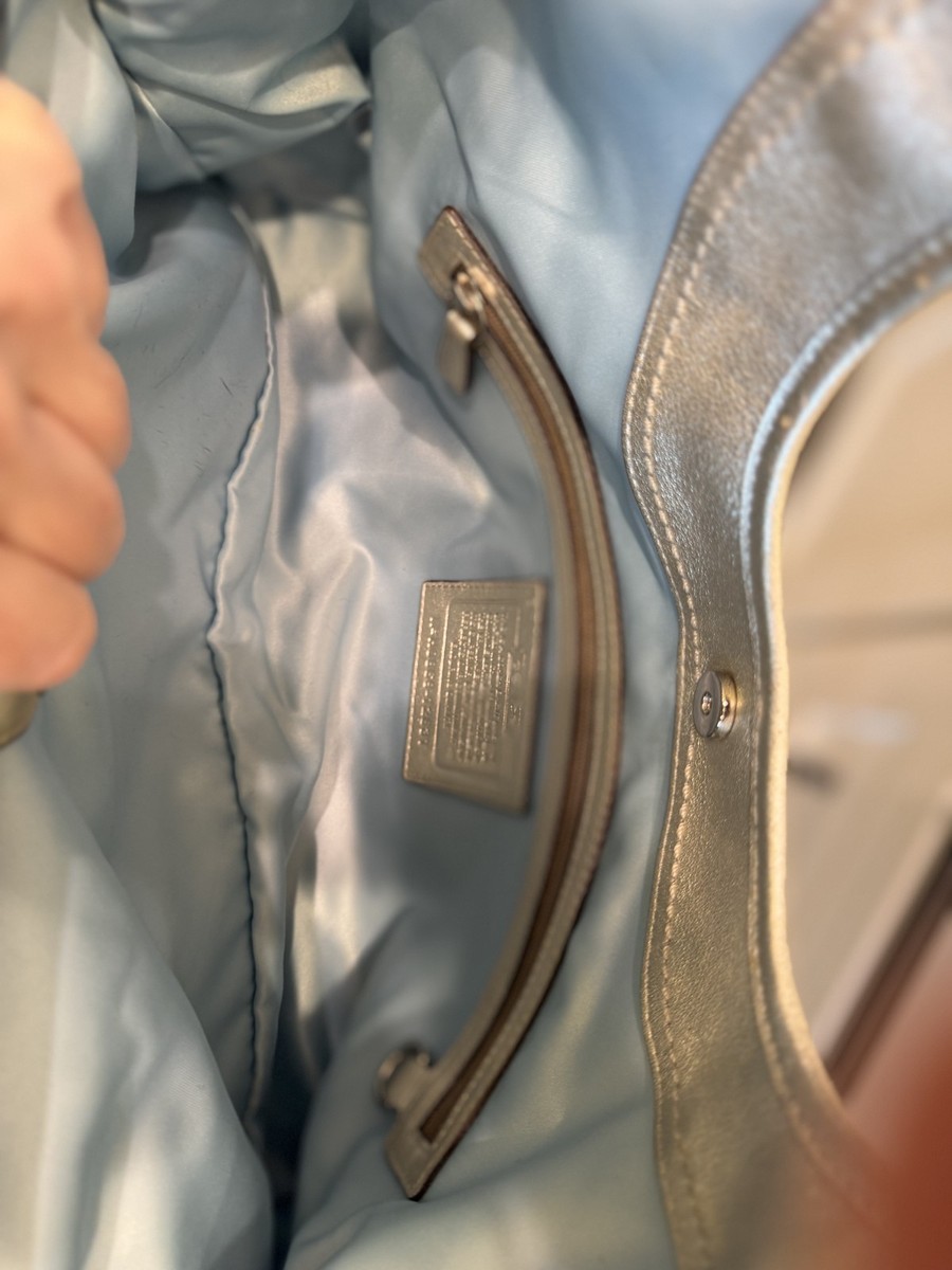 NWT Coach Ergo Leather Pleated Kisslock RARE Metallic Silver Bag