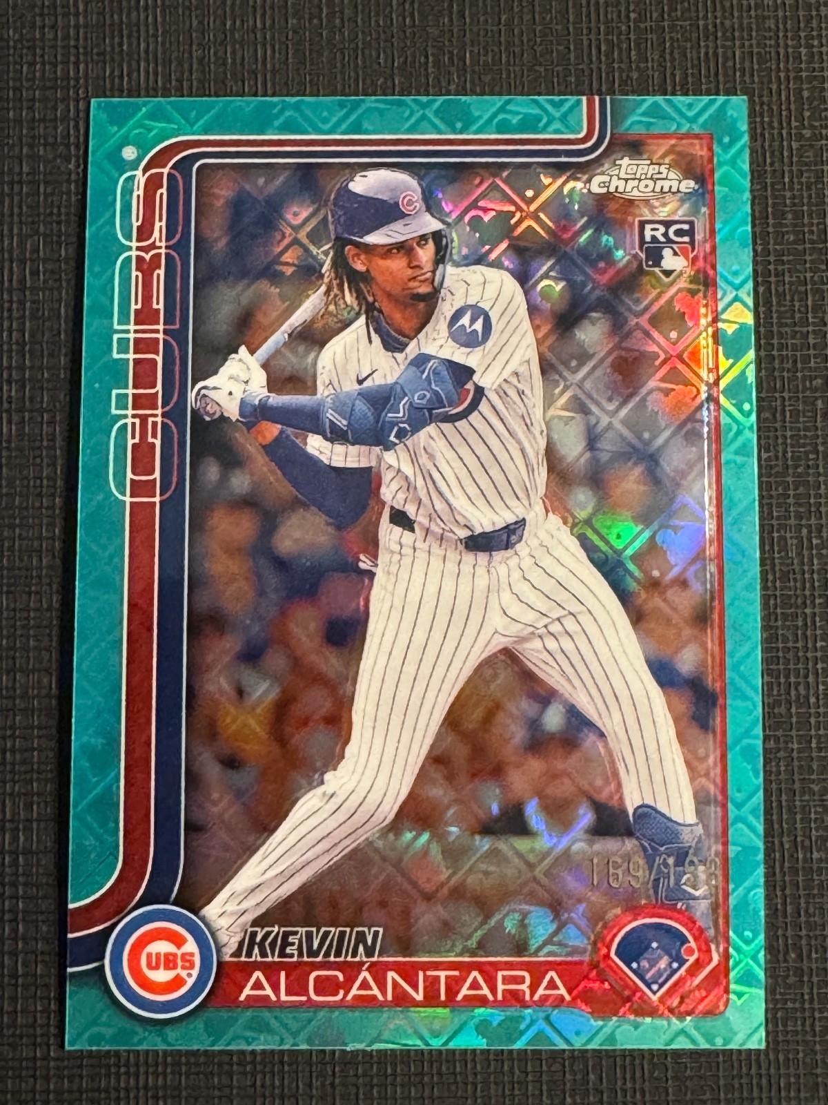 2025 Topps Chrome Logofractor Kevin Alcantara Aqua Rc Rookie /199 Cubs #173