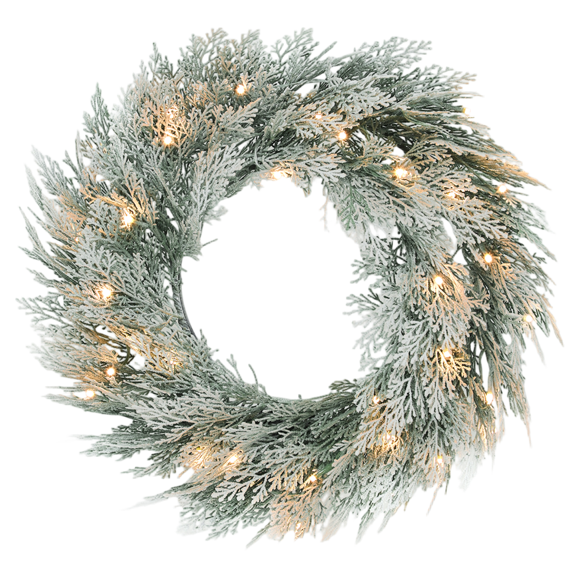 HOMCOM Prelit Flocked Christmas Wreath - 60cm - White/Silver - Image 2