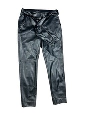White House Black Market Faux Womens Size 4 Leather Ankle Pants Black NWT