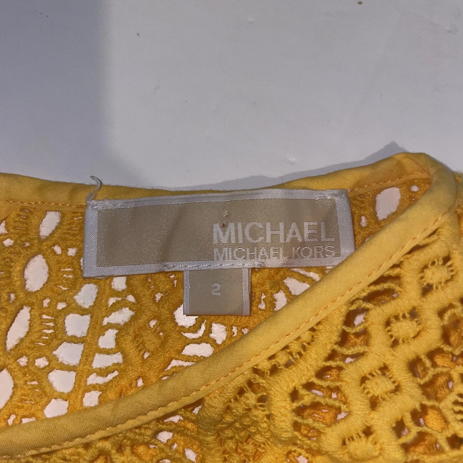Abito Michael Kors arancione giallo manica corta lunghezza ginocchio taglia 2 (XS)