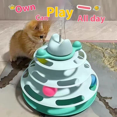 MENDER-GGO Cat Carousel Toy Windmill Carousel Ball Pet Relieves Bore Cat Teasing Stick