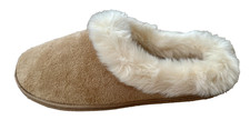 NEW Charter Club Tan Microfiber Velour Clog Scuff Slipper Indoor Outdoor S 5-6