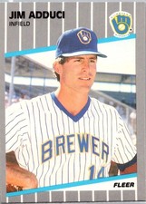 1989 Fleer Jim Adduci Milwaukee Brewers #176