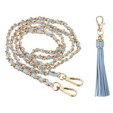 47 Inch Purse Chain Strap Purse Strap Replacement with Tassel Light Blue/Gold