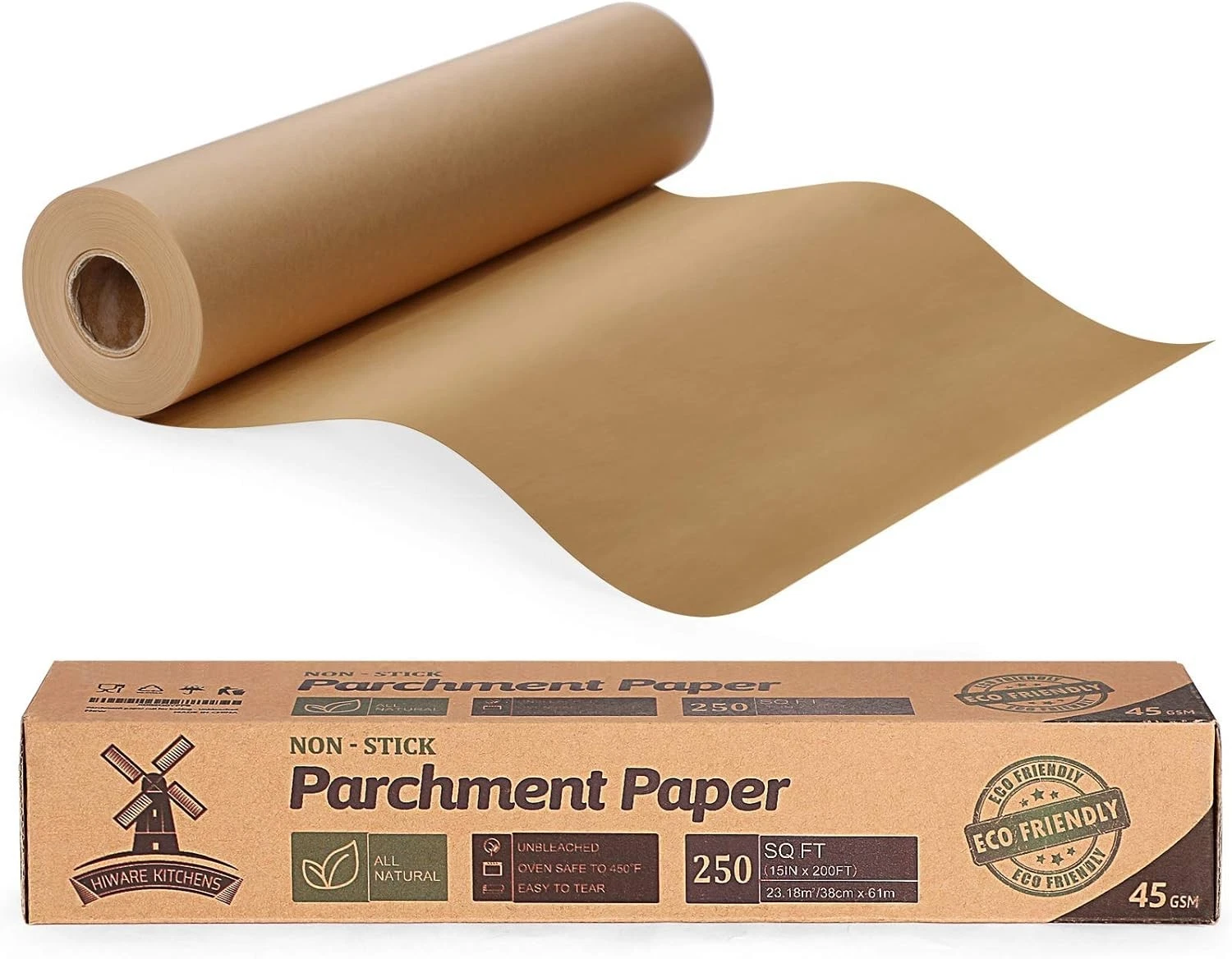 Unbleached 15 X 200 Ft Parchment Baking Paper Roll - 250 Sq.Ft for Baking, Cooki