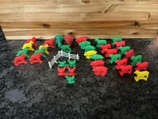 Vintage Tim Mee Toys 1970's Farm Set Animals Collie Sheep Chickens Pigs Lot