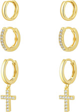 Gold Hoop Earrings Set for Women Trendy, 14K Gold Plated Chunky Hypoallergenic S