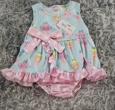 PETE  LUCY ice cream print romper sleeveless girls pink bow size