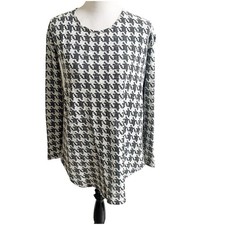 Reformation Houndstooth Print Tunic Size XS Oversized Black White Deep V Back