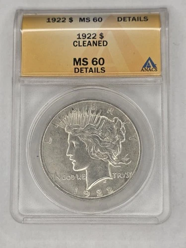1922 P Peace Silver Dollar, Philadelphia Mint, ANACS  MS60