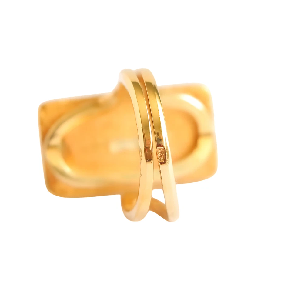 Anillo Ámbar Blanco Báltico Chapado en Oro 14k Plata 925 Ajustable Hueso Ámbar Joyería Foto 4 de 4