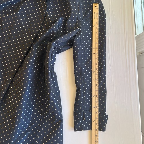 TALBOTS Navy Polka Dot Spring Rain Coat Pockets Hidden Button Placket Size 18W - Picture 9 of 11