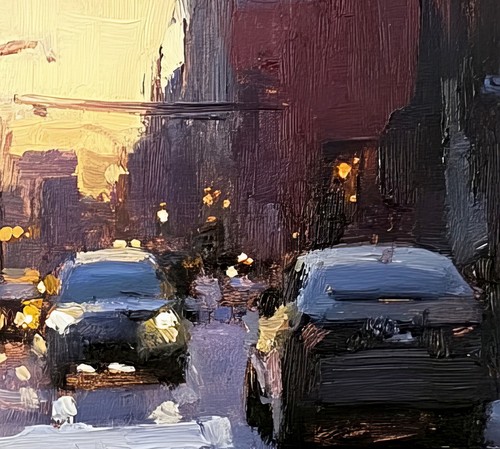 Urban Sunset Street 5"x7" Print on Matte Paper | Atmospheric Cityscape Painting - Picture 14 of 18