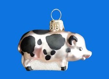 SMALL POTBELLY PIG EUROPEAN BLOWN GLASS CHRISTMAS TREE ORNAMENT FARM ANIMAL