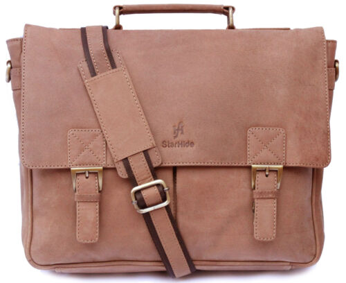 StarHide 15 Distressed Leather Laptop Travel Bag Briefcase Office School Bag 535 - Afbeelding 1 van 9