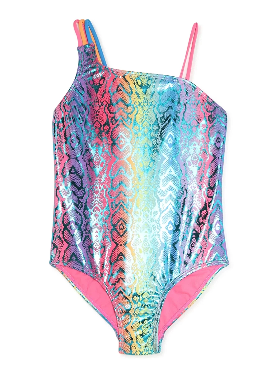 Wonder Nation Girls Fashion One Piece Swimsuit Multicolor Size