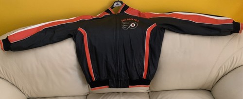 Philadelphia Flyers Leather Jacket Women’s L NHL Hockey Sports Black Orange VTG - Picture 15 of 23