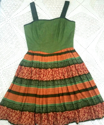 Hammerschmid Linen Dress Womens sz. 40 / US 10 Oktoberfest Green Orange Floral