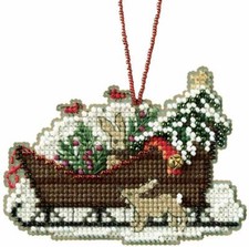 MILL HILL CHARMED ORNAMENTS Beaded Cross Stitch Kit WOODLAND SLEIGH 1735