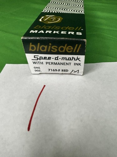 SPEE-D-MARK PERMANENT INK MARKER 7169-F Red BLAISDELL Box (12 Markers) Vintage - Picture 11 of 11