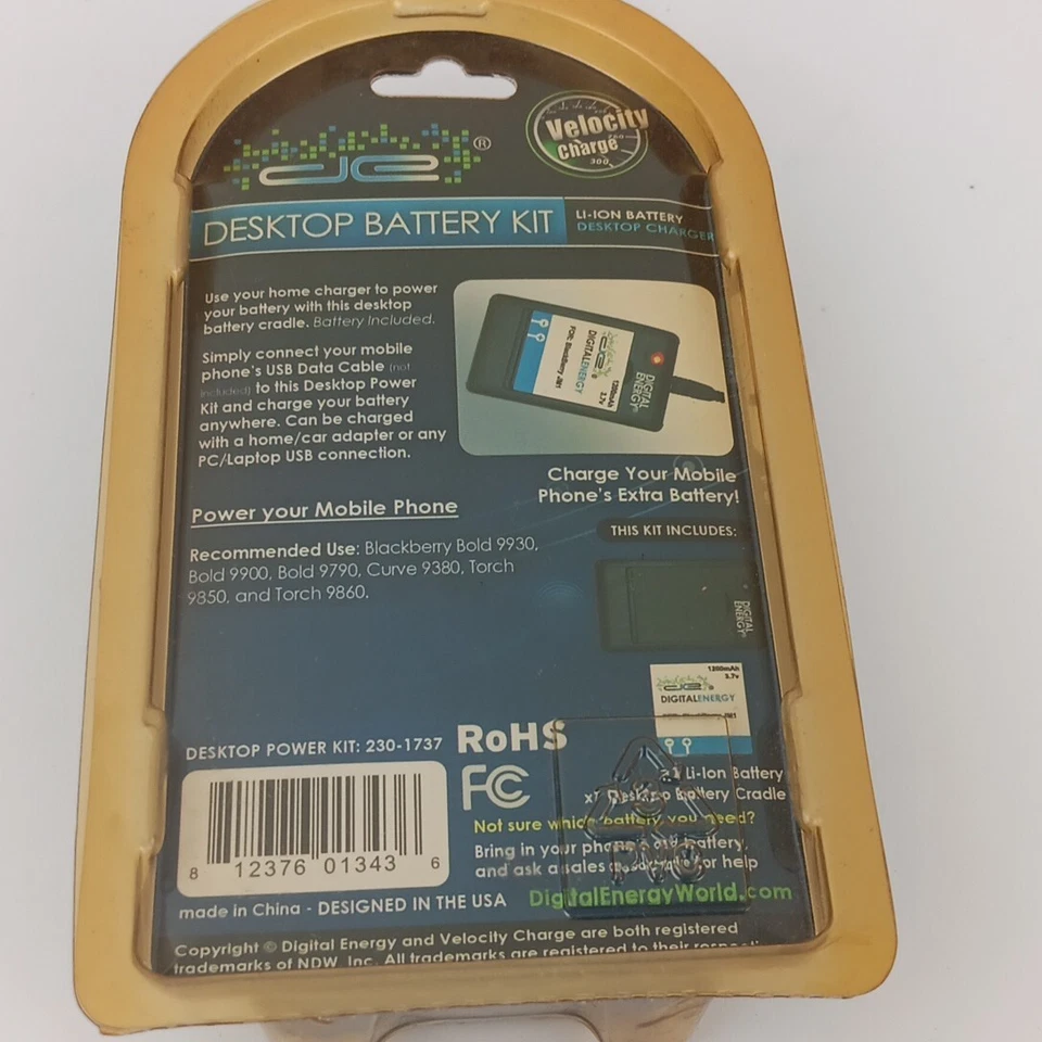 Batería y cargador de iones de litio vintage para BlackBerry JM1 Digital Energy 3,7 Wh 1200 mAh Foto 2 de 4