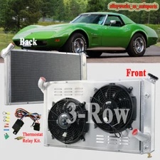 3 Row Radiator+Shroud+Electric Fan For 73-76 Chevy Corvette Stingray C3 5.7/7.4L