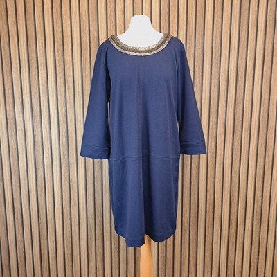 Crew Clothing Kleid 16 dunkelblau knielang Jersey 3/4 Arm