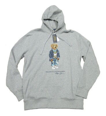 Polo Ralph Lauren Big Tall Men's Gray Heather Polo Bear Fleece Pullover  Hoodie