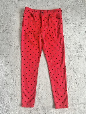 Women's Juniors Forever 21 X Disney Black Mickey Mouse Red Skinny