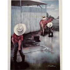 Leaning Tree Get Well Card GW910 Western Tradition Washrack Adjustments Cowboy