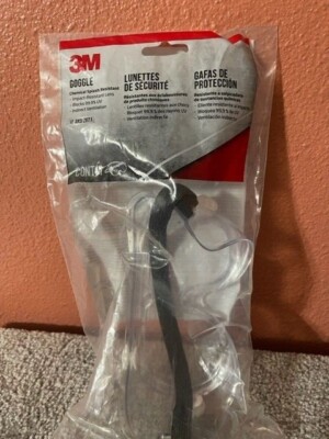 GENUINE 3M Impact Chemical Splash Resistant PPE Goggles Blocks 99% UV-New!!
