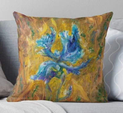 Decorative Iris pillow cover. 12x12" Farmhouse cushion cover. Decorpillow case - Image 1 of 4
