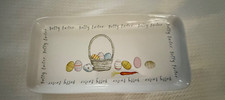 Rae Dunn Magenta Happy Easter Egg Basket Serving Tray Platter Spring White NWOT