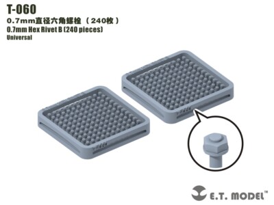 ETmodel T-060-T-067 0.7mm-2.5mm Hex Rivet (240 pieces） Universal