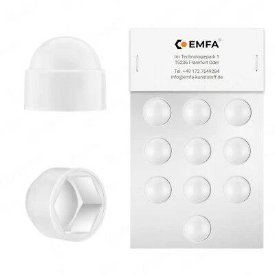 EMFA Schutzkappen für Schrauben weiss Abdeckkappen Schraubenkappen M5 M6 M8 M10 M12
