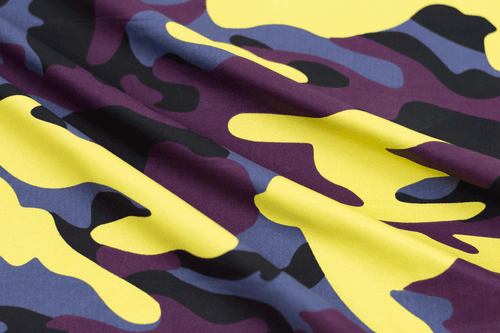 Cotton Twill Camouflage Purple/Yellow Fabric by the Yard - Picture 1 of 2