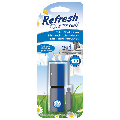 NEW! Refresh Your Car! Auto Air Freshener Vent Clip & Spray, Fresh Linen, 1 Pack
