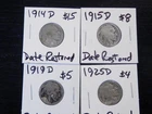 4 Denver DATE RESTORED NICKELS 1914D,1915D,1919D,1925D