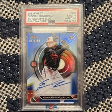 2023 Topps Finest Gunnar Henderson #GH Autograph Blue /150  PSA 9 AUTO 10