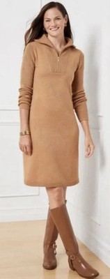 NWT Talbots Women s Size XL Tan Cotton Blend Sweater Dress