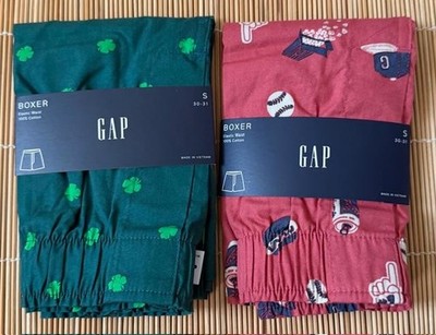 GAP 2 Pairs MEN Boxer 100% Cotton Four Leaf Clover Gap Baseball You Choose Set