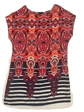 BeBop Slip on Boho Paisley Short Tunic Dress 