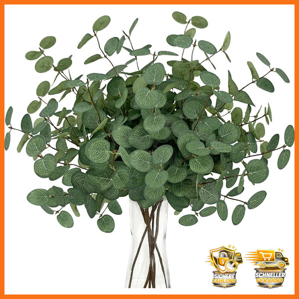 KüNstliche Eukalyptus Deko Zweige 6 StüCk GrüN 60Cm FüR Floristik Und Dekoration-image