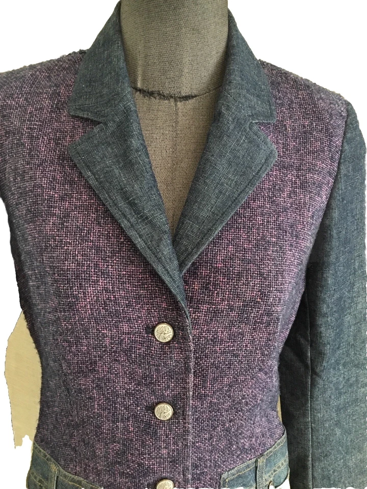Superbe Veste Tweed Jeans Christian Lacroix 38 Tbe Authentique  - Photo 2/4