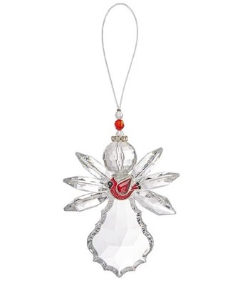 GANZ Cardinal Angel Ornament, Acrylic And Zinc, Clear Wings New