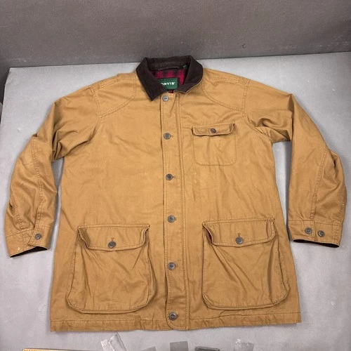 Orvis Jacket Mens XL Brown Barn Chore Workwear Flannel Lined Hunt Fish Canvas